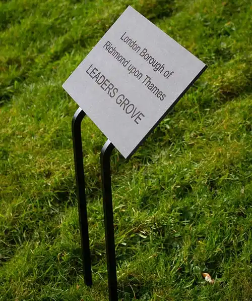 Paperstone Sign on Wrought Iron Double Stake