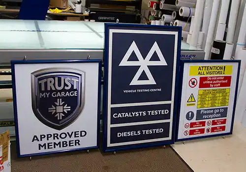 These signs were also fitted with hanging rings. Bullnose Edging on Printed Aluminium Signs