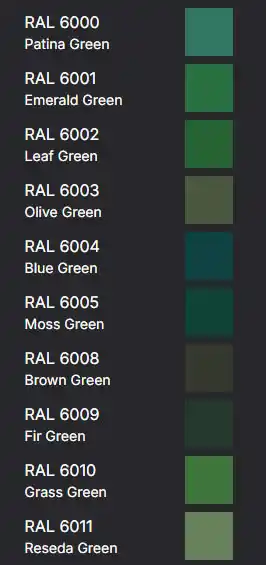 title here RAL Colours - Greens