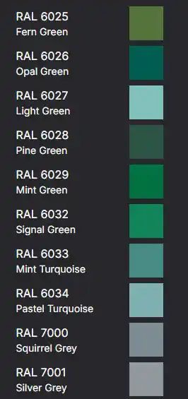 title here RAL Colours - Greens