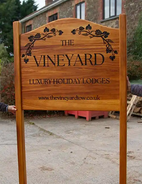 Iroko Sign on Posts