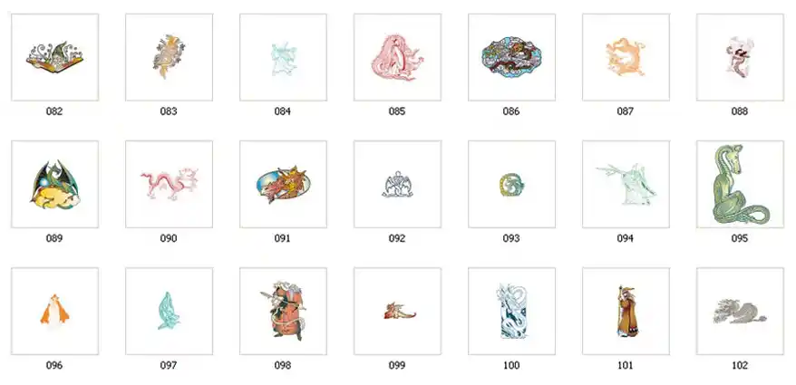Full colour images of dragons and wizards