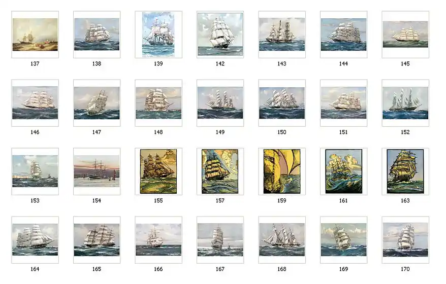 A selection of full colour images of sailing ships