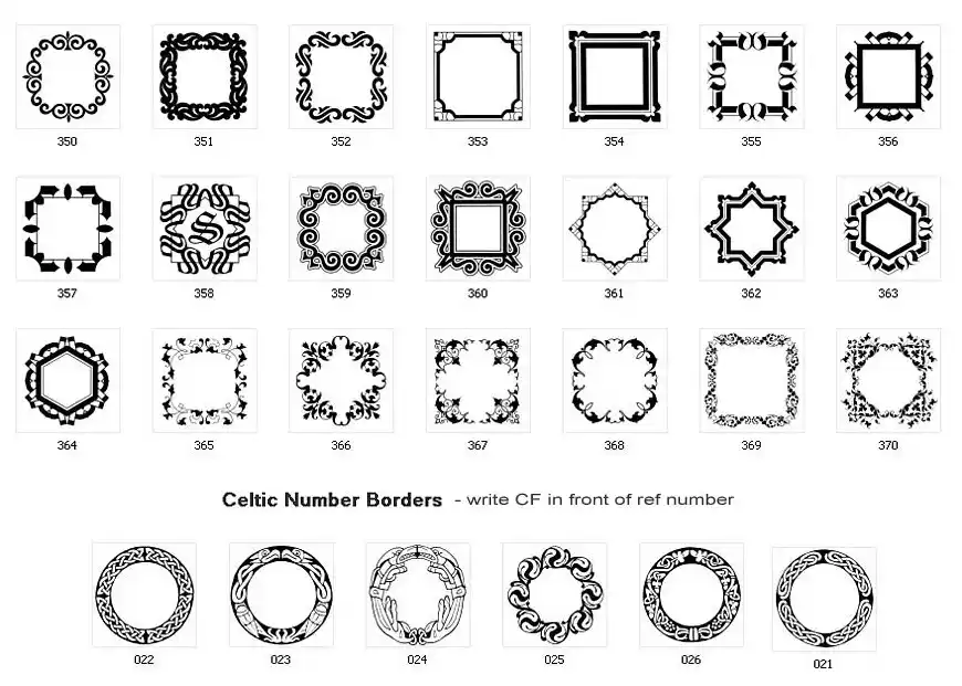 Square and round borders for signs and memorials (set 3)