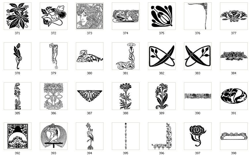 Art Nouveau and edwardian inspired designs