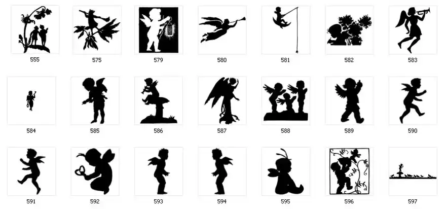 A selection of cherub and cupid silhouette images