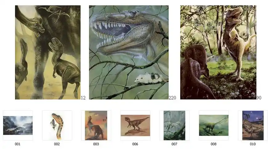 A selection of full colour dinosaur images for printing