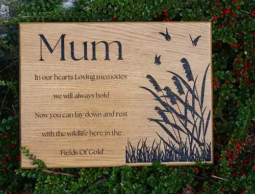 Wooden Memorial Plauque