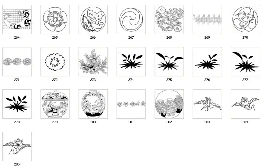 A collection of Japanese designs, vase, flower, pattern