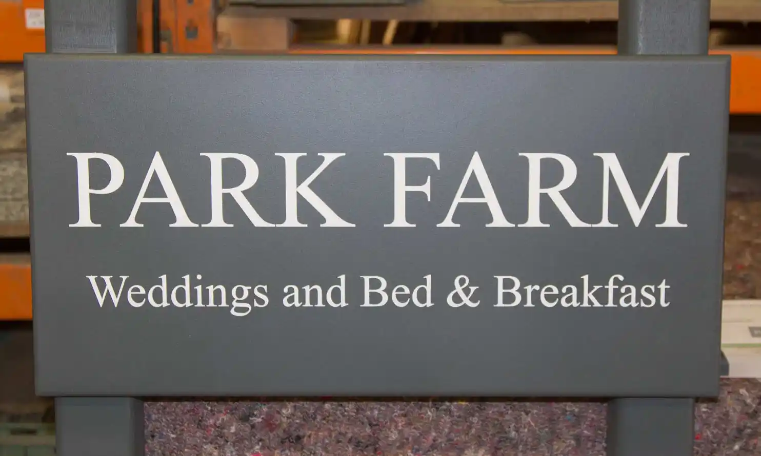 Farm sign painted in Farrow and Ball Downpipe Grey