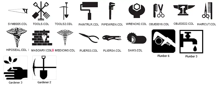 People and Professions Designs, gardener, mechanic, hairdresser, plumber