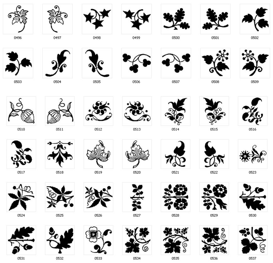 Leaf and tree silhouette and calligraphic designs, oak leaf, acorn