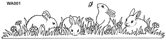 Cute rabbits and daisies