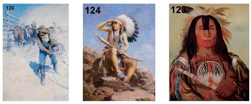 Full colour Wild West images, cowboys and native American Indians