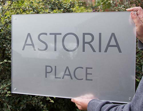Clear Acrylic Sign with Frost Background