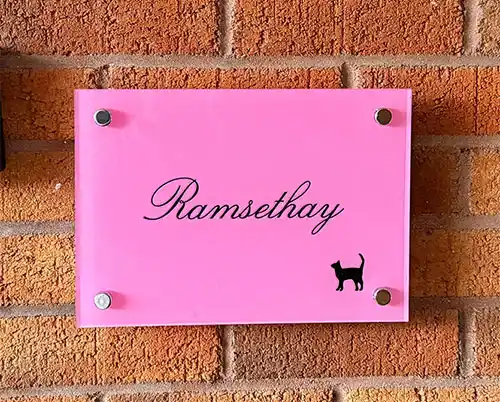 Clear Acrylic Signs with Pink Backing