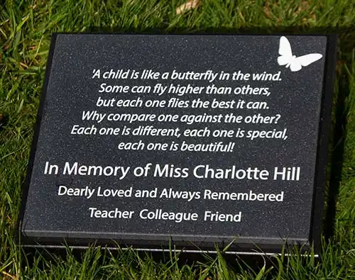  Corian Plaque on Black Granite Wedge