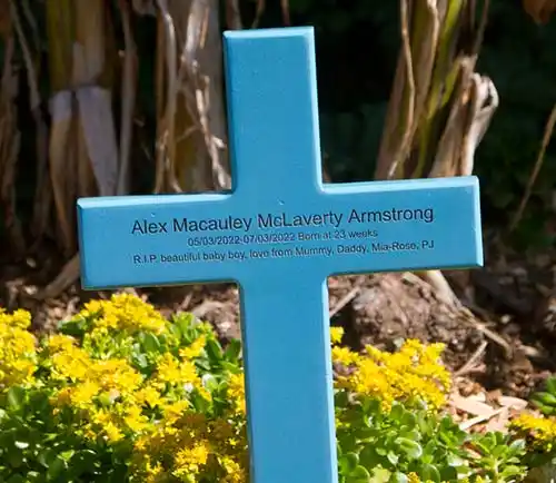 Blue Painted Wood Cross