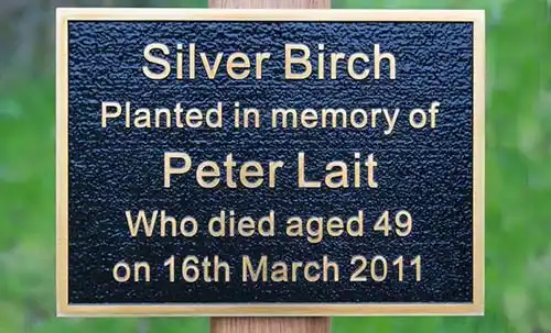 Tree stakes are available in all sizes. Bronze Memorial with Black Background