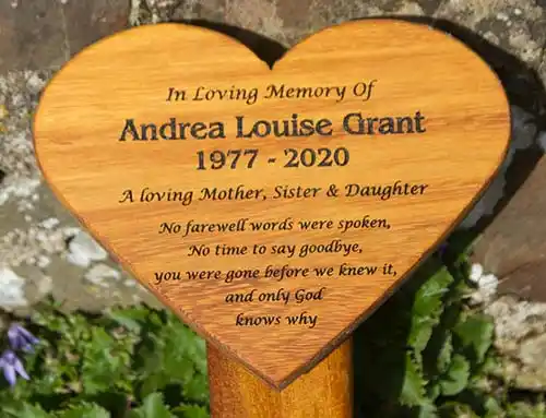 Wooden Heart Plaque on Post