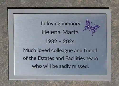 Black corian backing boards also available. Stainless Steel Memorial on Corian Backing Board.