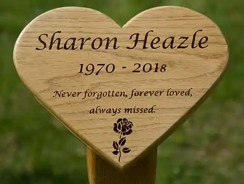 Wooden Heart Memorial On a Post