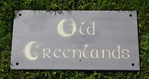 Combination of fonts - Celtic Capital plus Celtic Plain Celtic Style House Sign