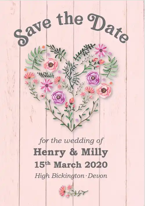 Save The Date Fridge Magnet - Flower Heart