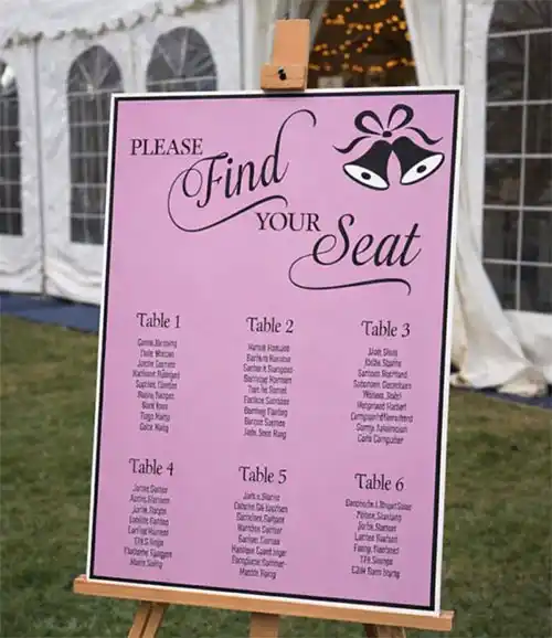 Waterproof Wedding Seating Plan