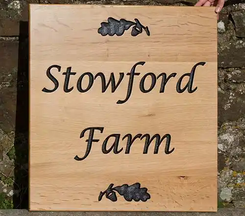 Large Oak Sign with Oak Leaf Images