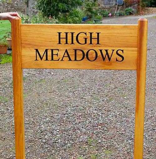 Iroko Entrance Sign.