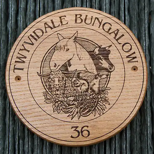 Round wooden sign