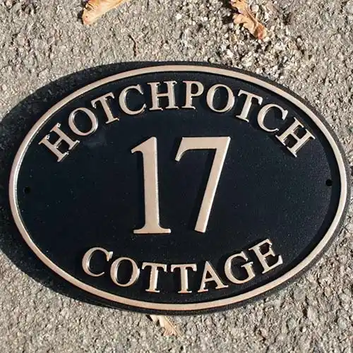 Oval House Sign with Number
