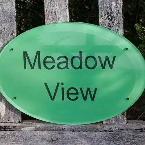 Reverse Etched House Sign in Painted Clear Acrylic